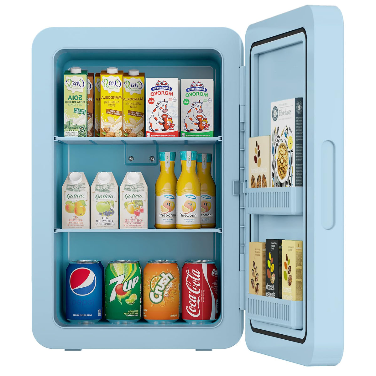 22L Mini Fridge, Portable Car Fridge Makeup Refrigerators AC/DC Powered Electric Cooler and Warmer for Cars, Homes, Offices, and Dorms, Blue