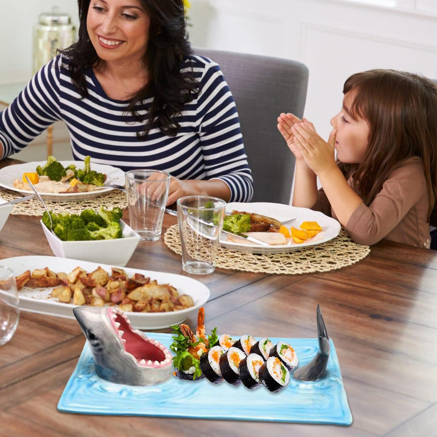 Shark-Shaped Ceramic Sushi & Serving Plate