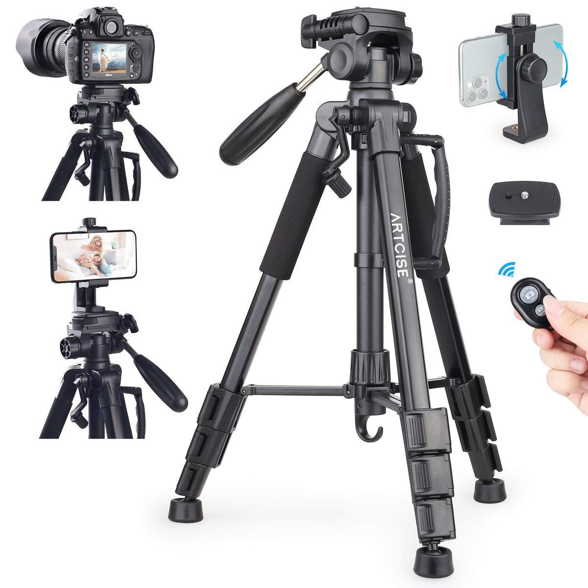 159 cm Camera & Phone Tripod with 4.5 kg Load Rating