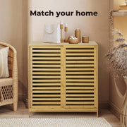 80 × 40 × 88 cm Bamboo Storage Cabinet with Louvered Door