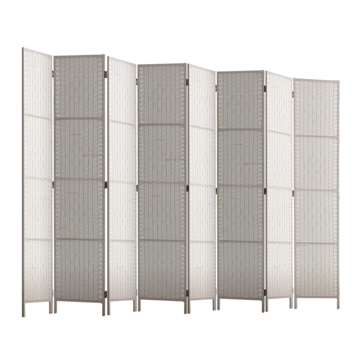 8-Panel White Pine & Woven-Paper Folding Room Divider