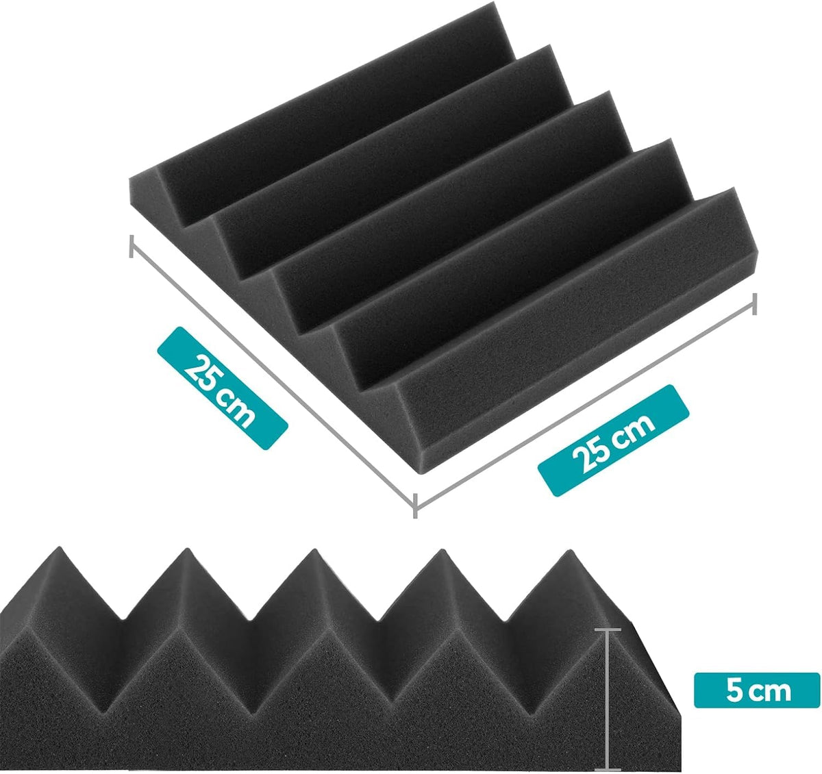 Sound Proof Foam Panels Pack Acoustic Foam,25 X 25 X 5 cm Wedges Acoustic Panels,Sound Absorbing Panels for Studio/Office/Home Sound Proof Panels for Walls (2.5cm) 24 pack