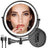 Rechargeable Wall Mounted Makeup Mirror with Lights,8 Inch Double-Sided LED Vanity Mirror 1X/10X Magnification,3 Color Lighting Dimmable Touch Screen 13 Inch Retractable (Black, 1/10X) (Chrome)