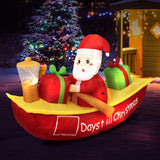 Christmas Inflatable Santa Clau Boat Xmas Indoor Decorations with LED Lights,Fast Self-Inflatable and deflatable,Waterproof Home Garden Holiday Party Outdoor Decor Red Colour 135cm x 210cm