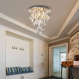 Luxury Modern Crystal Chandelier Ceiling Flush Mount Light Fixture for Bedroom Living Room Kitchen Corridor Stairwell Aisle Hallway, ￠35cm x H38cm, Chrome, 4-Lights, G9 Holder