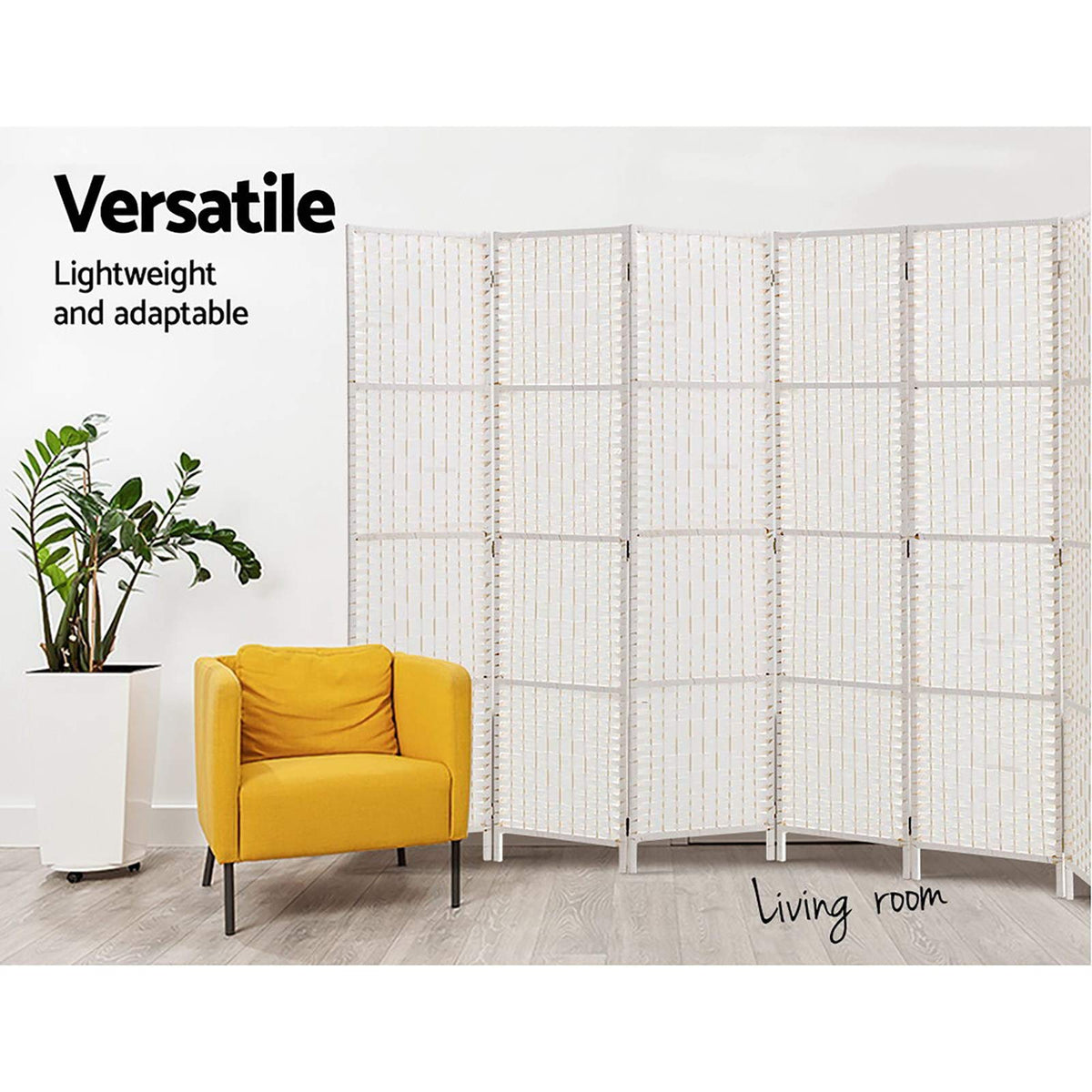 8-Panel White Pine & Woven-Paper Folding Room Divider