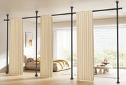 Tension Curtain Rod for Room Partition, No Drilling, 121-304cm(H) 71-434cm(W) | Floor to Ceiling Room Divider, Black, Strong Weight Capacity, Quick Assemble, Wall Divider for Bedroom Dorm Privacy