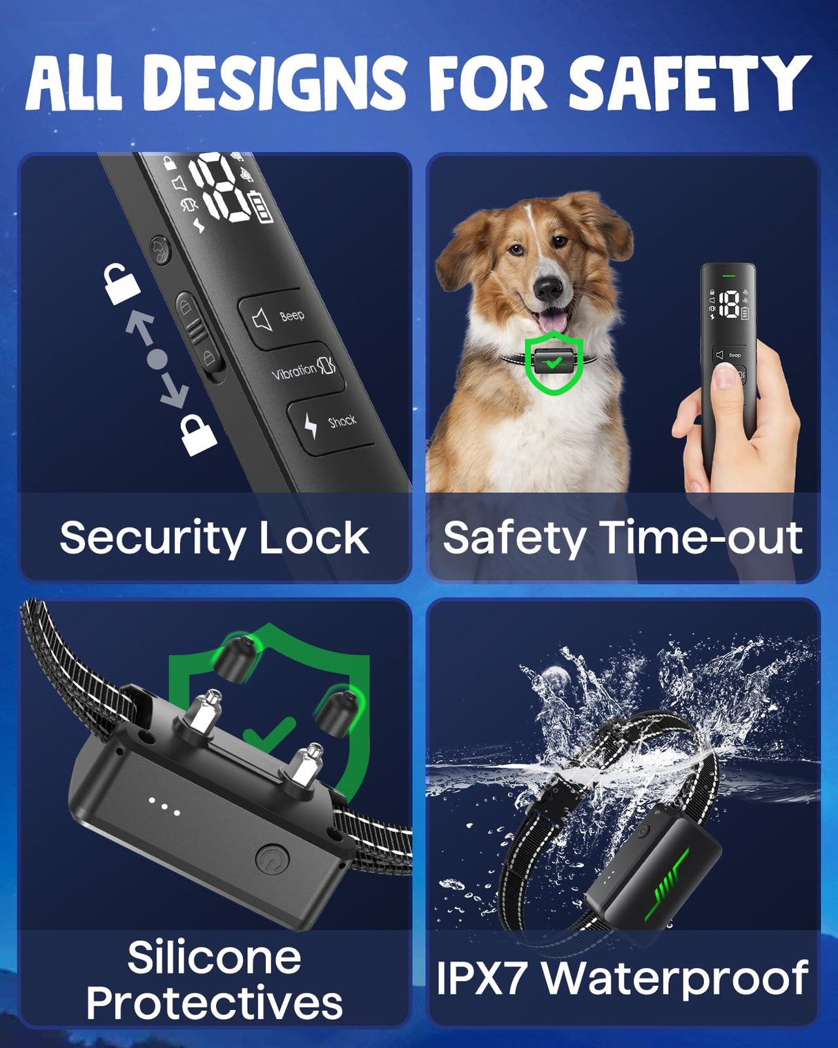 Dog Shock Collar, 2023 New User-Friendly IPX7 Waterproof Dog Training Collar with 3 Modes Electric Shocker for 10-120lbs, 2600FT E-Collar for Large Medium with Training Clicker (Black)