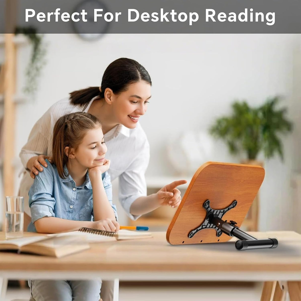 Ssumght 2 in 1 Dual-use Sheet Music Stand & Desktop Book Stand, Large Wooden Book Holder, Height Adjustable from 80-130cm,with Page Paper Clip for Cookbooks, Sheet Music, etc.