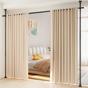 Tension Curtain Rod for Room Partition, No Drilling, 121-304cm(H) 71-434cm(W) | Floor to Ceiling Room Divider, Black, Strong Weight Capacity, Quick Assemble, Wall Divider for Bedroom Dorm Privacy