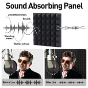 30 × 30 × 5 cm Self-Adhesive Pyramid Acoustic Panels – 24 Pack
