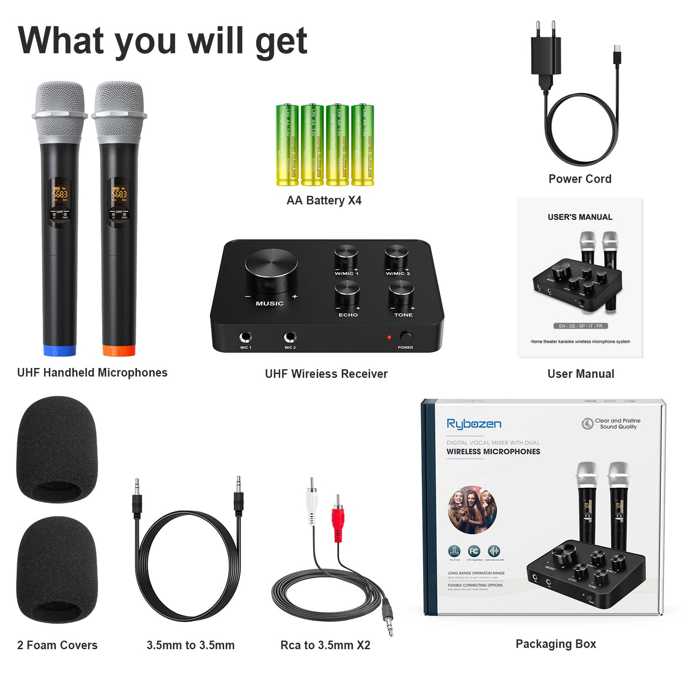 Rybozen HDMI & AUX Dual UHF Karaoke Mixer System