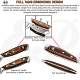 Kitchen Knife Set 15-Piece with Wooden Block. Ultra Sharp High Carbon German Stainless Steel Hammer Pattern Chef & Steak Knives. Full Tang Design with Forged Triple Rivet. Boxed Knife Set