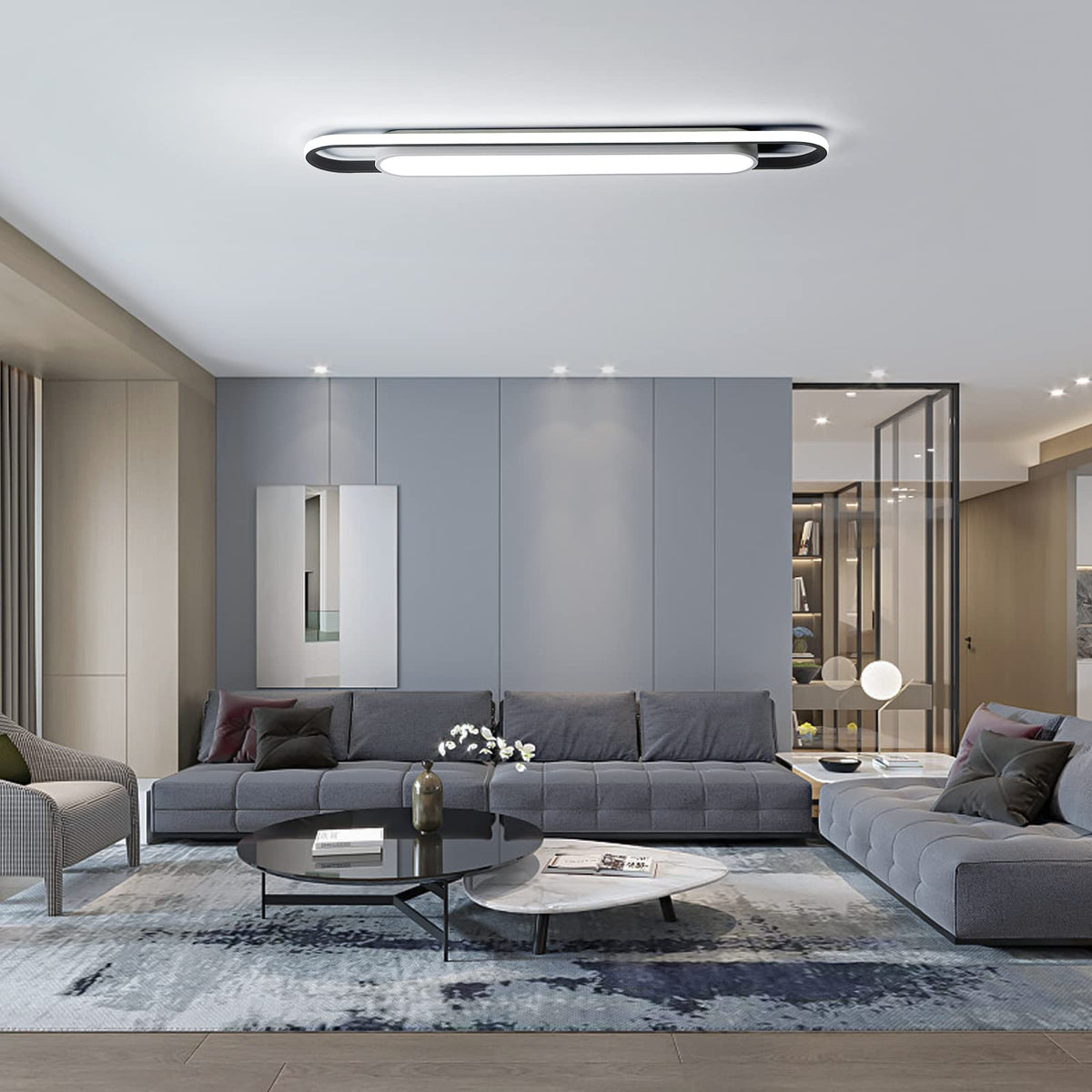 Modern LED Ceiling Light, 36.2" Flush Mount Ceiling Lamp,Metal Ceiling Chandelier Lighting Fixture for Living Room Bedroom Dining Room Office Hallway Aisle (White Light)