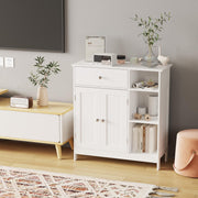 White Freestanding Storage Cabinet with Drawer & Shelves
