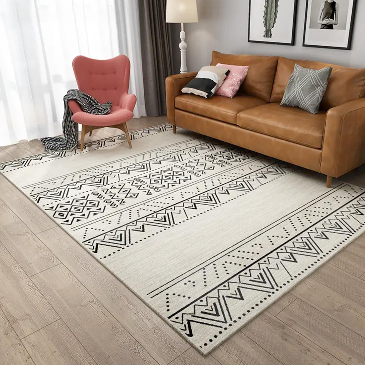 160 × 230 cm Moroccan Geometric Short-Pile Area Rug