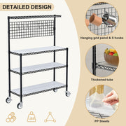 Kitchen Bakers Rack with Adjustable Shelf, 4-Tier Heavy Duty Kitchen Storage Rack with Wheels, Microwave Stand for Big Microwave, Metal Utility Kitchen Appliances Storage Shelf