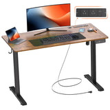 Height Adjustable Desk, 120cm Electric Standing Desk, Power Outlets, Home Office & Gaming Workstation, Easy Assembly, Versatile Table, Vintage Oak