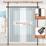 Dsocool Room Divider Curtain Rod, No Drilling Room Separator for Space Partition Adjustable 122-305cm(H) 70-177cm(W) Heavy Duty Temporary Wall Divider Floor to Ceiling Tension Rod, Black