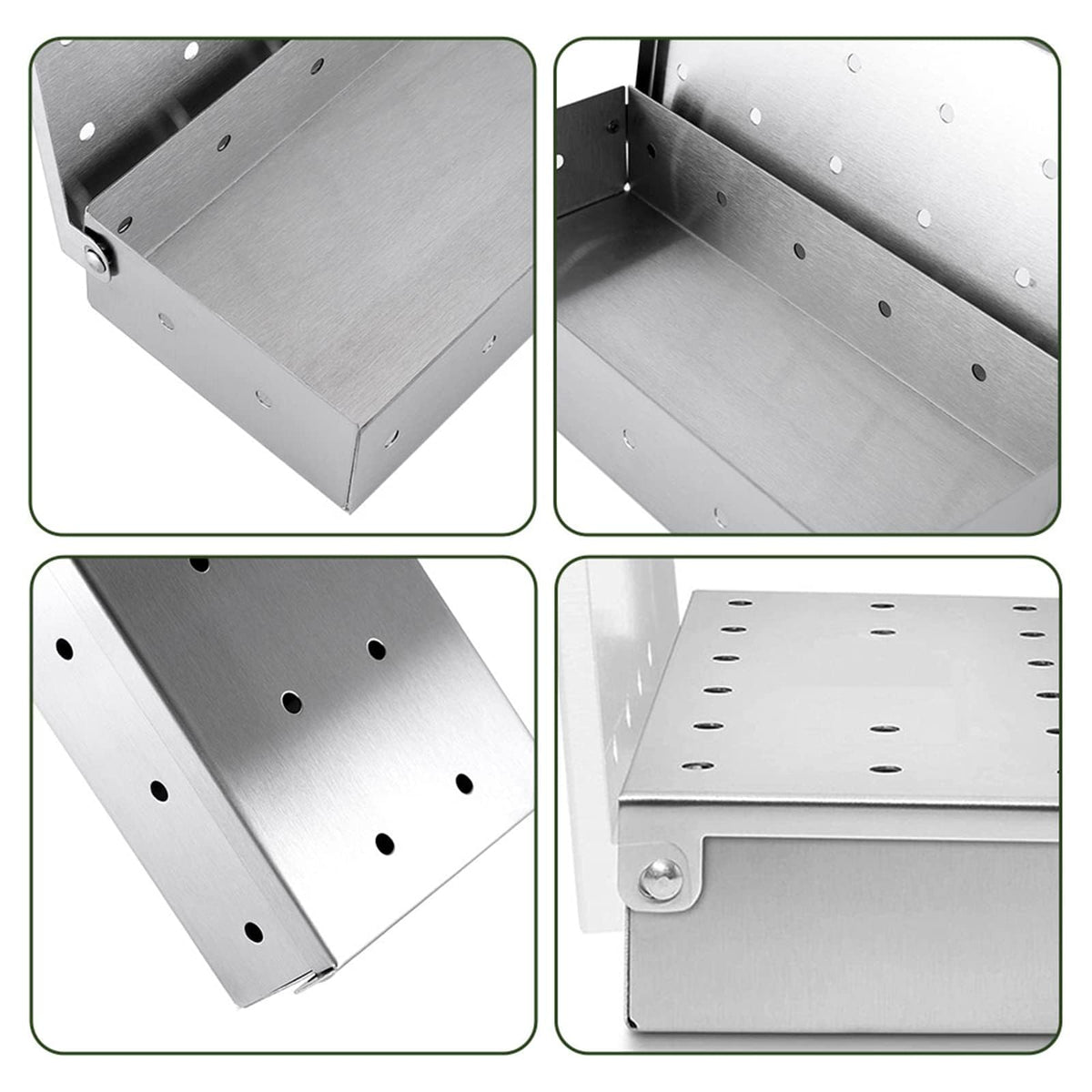 Stainless-Steel BBQ Smoker Box with Hinged Lid