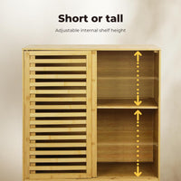 80 × 40 × 88 cm Bamboo Storage Cabinet with Louvered Door