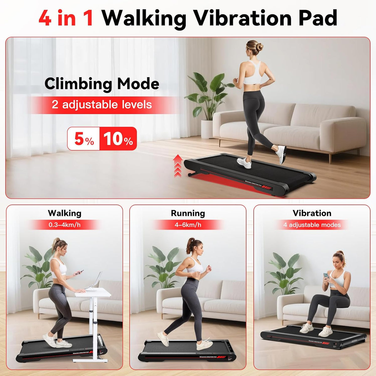 Sperax 3-in-1 Walking Pad with App, Incline & Vibration