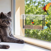Clear Window Bird Feeder with Suction Cups & Water Tray