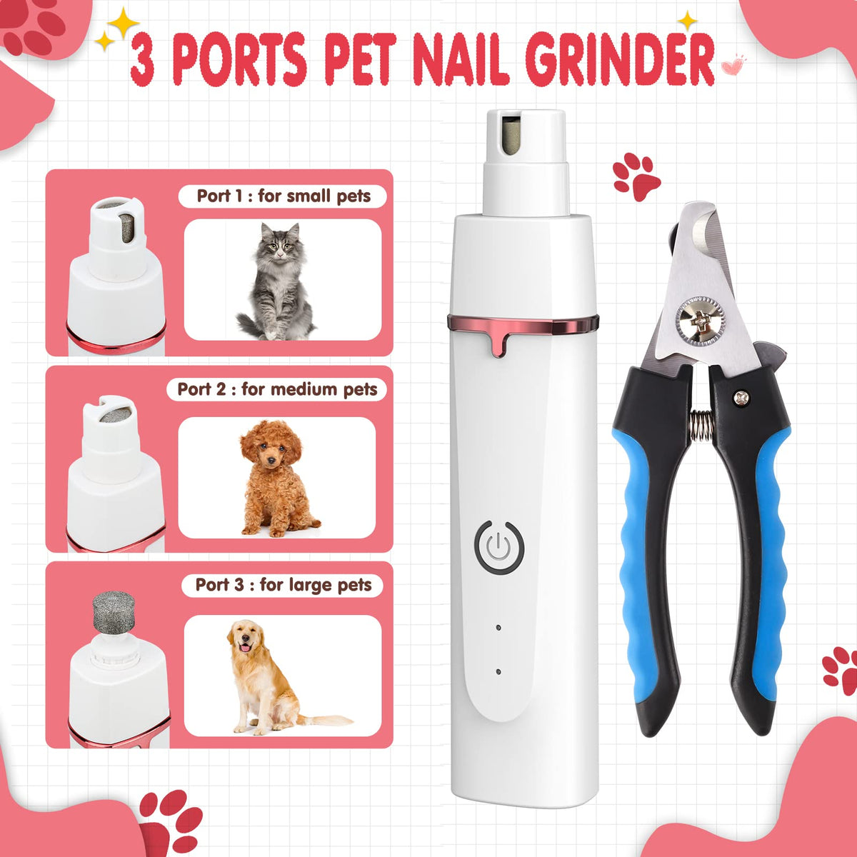 Cordless Multi-Head Pet Grooming & Nail-Care Kit