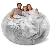 180 cm Fluffy Bean Bag Cover – Snow Grey, Cover Only