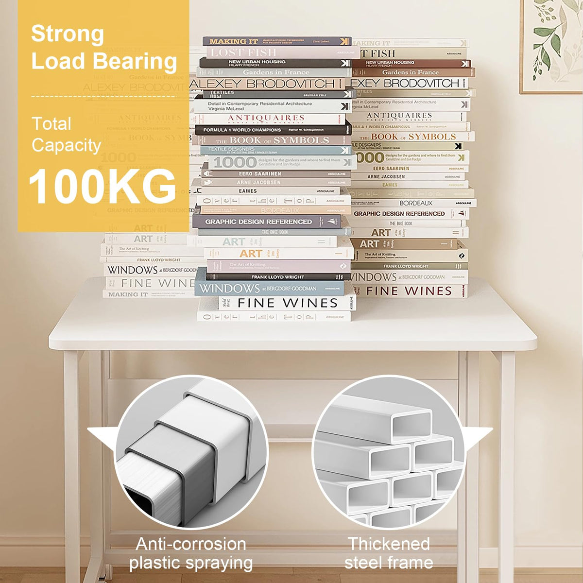 80 cm Foldable Mobile Computer Desk with Shelf