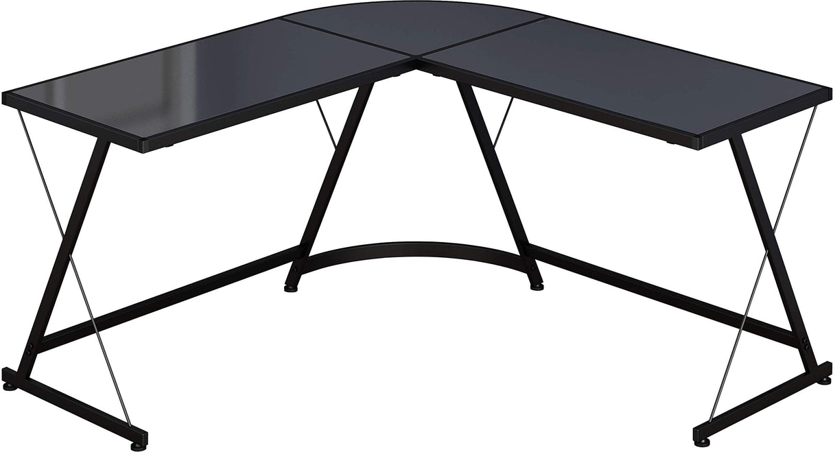 Tempered Glass Gaming L-Shaped Desk Office Computer Desk, Black