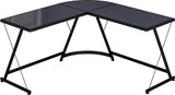 Tempered Glass Gaming L-Shaped Desk Office Computer Desk, Black