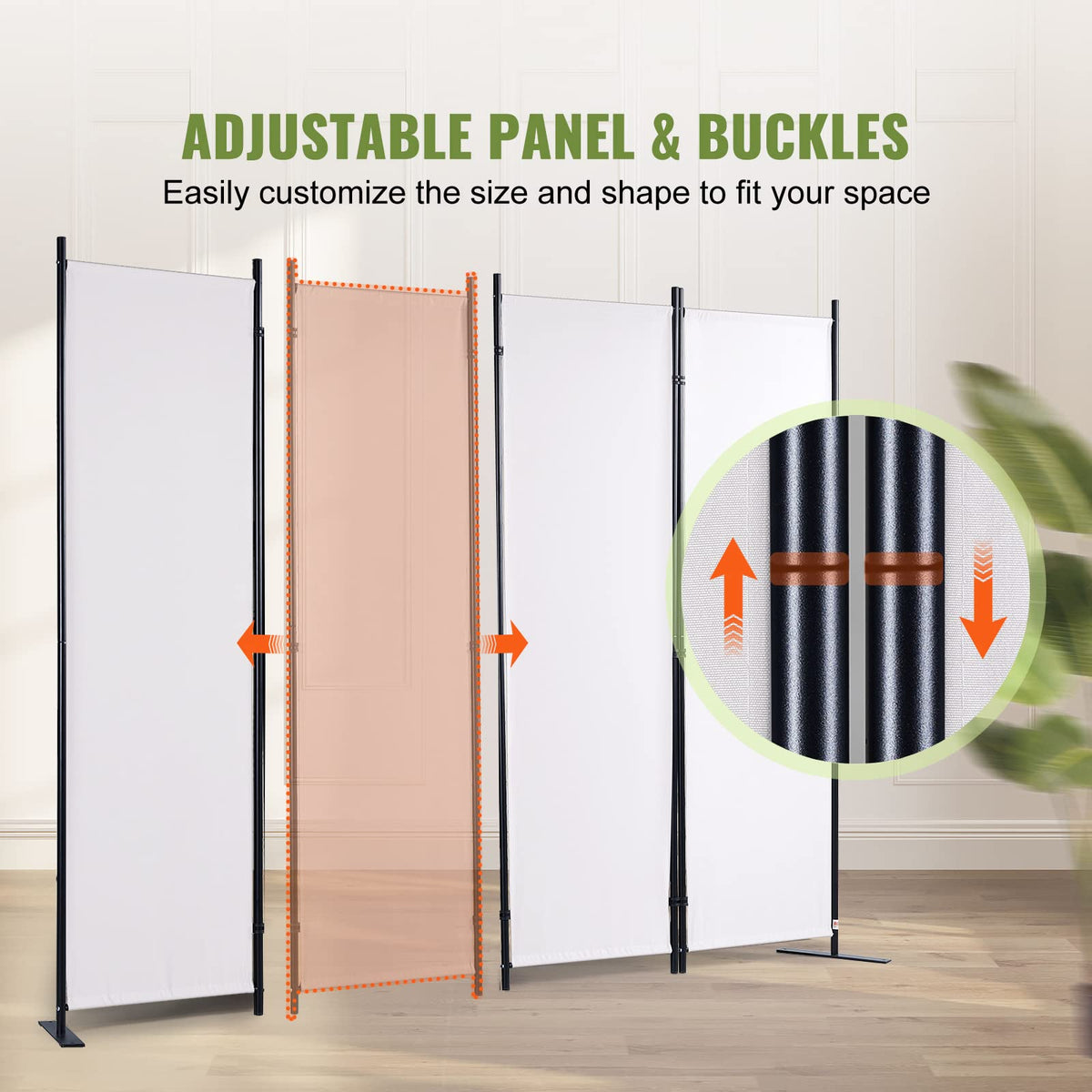 White 4-Panel Coated-Fabric Room Divider – 224 × 171cm