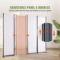 White 4-Panel Coated-Fabric Room Divider – 224 × 171cm