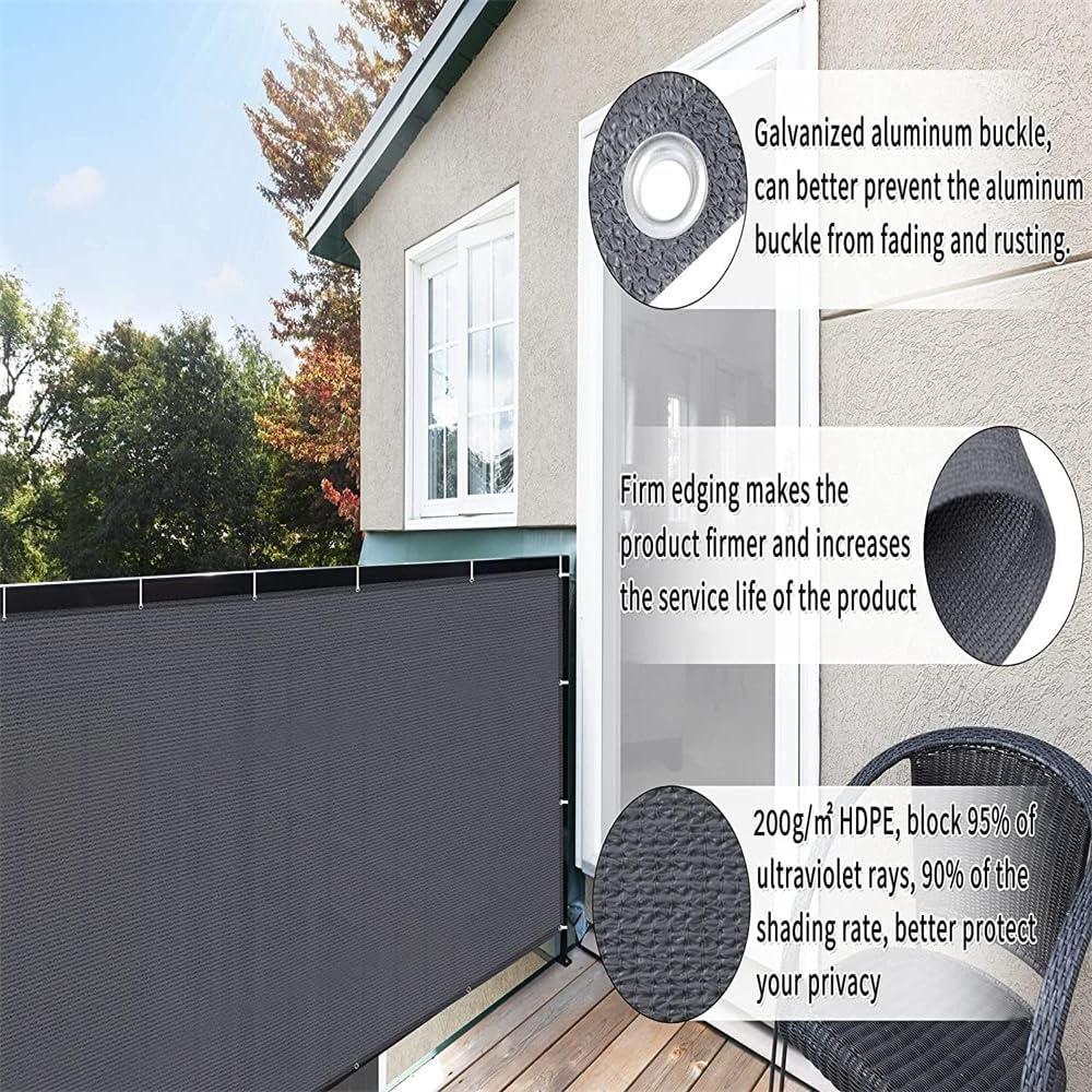 0.9 × 5 m Grey HDPE Balcony & Fence Privacy Screen