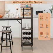 3-Piece Bar Table Set with Wine & Glass Storage