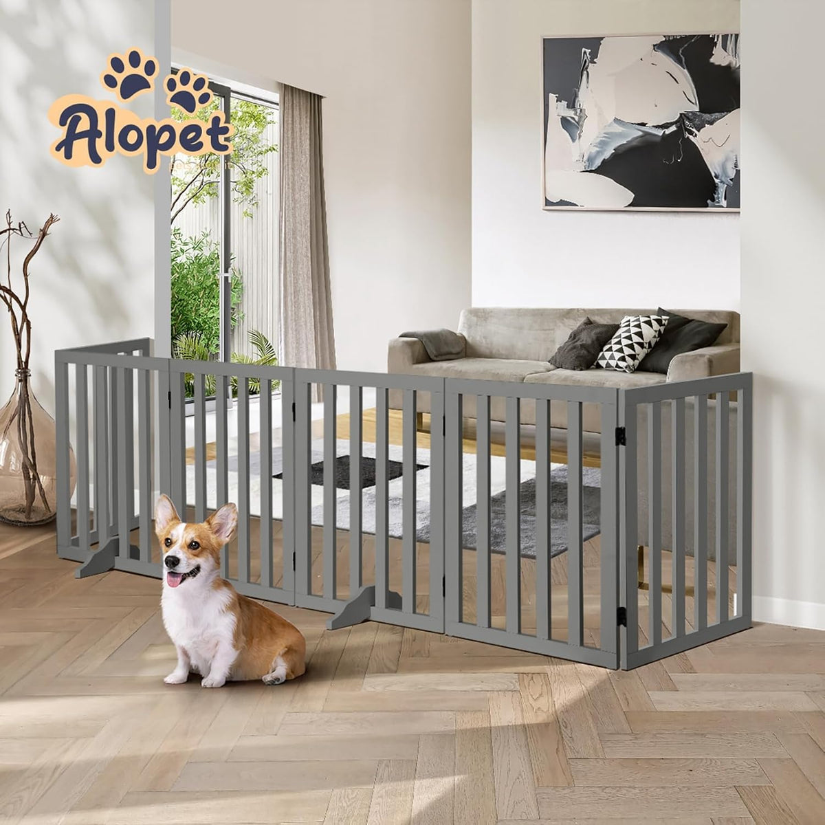 Freestanding Foldable MDF Pet Gate – 3 Sizes, White or Grey