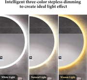 Smart Round LED Bathroom Mirror with Defogger & Audio