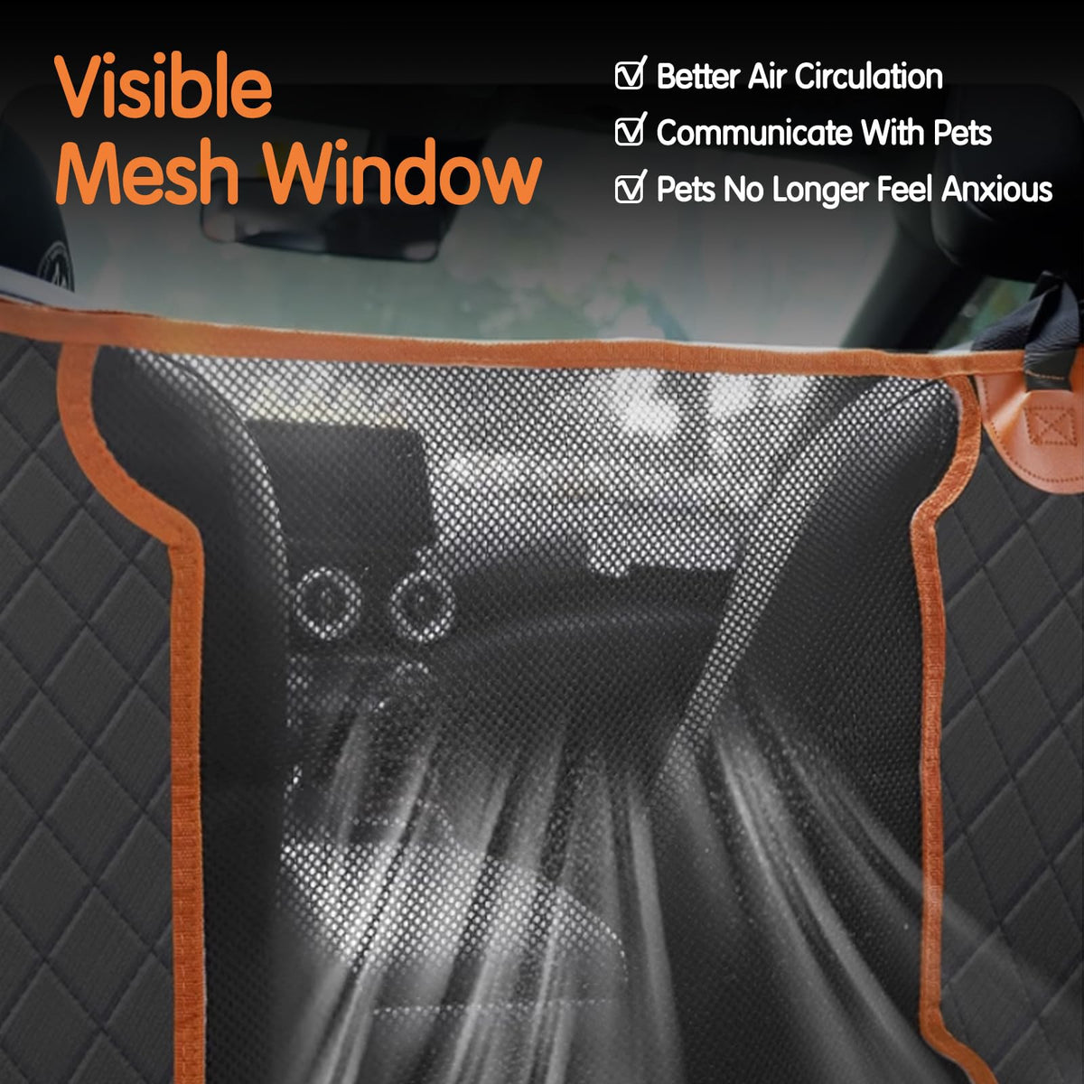 6-in-1 Orange Split Dog Car-Seat Hammock with Mesh Window