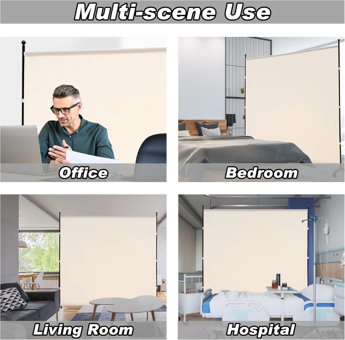 6ft Rolling Single-Panel Room Divider – 3 Colours