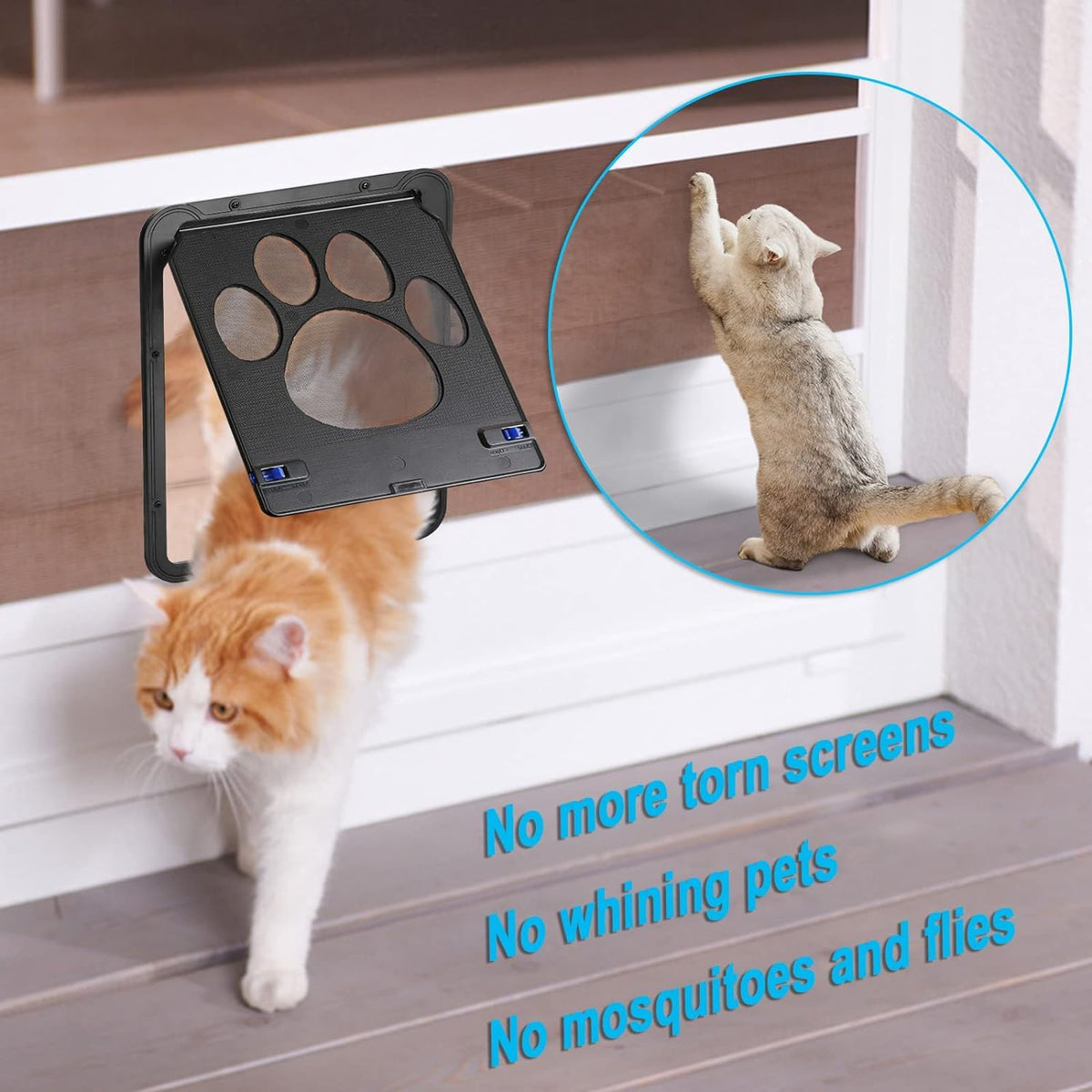 Black Lockable Magnetic Pet Flap for Screens – 20.3 × 25.4 cm