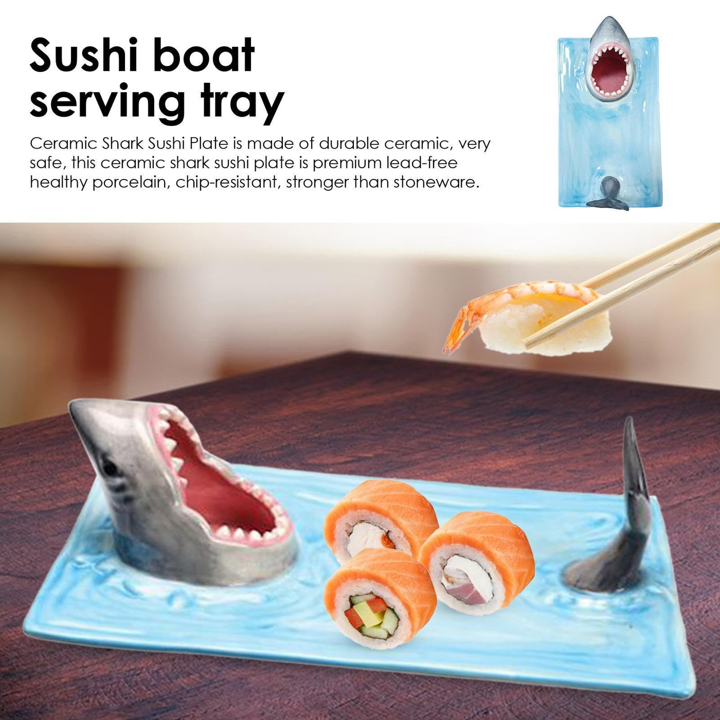 Shark-Shaped Ceramic Sushi & Serving Plate