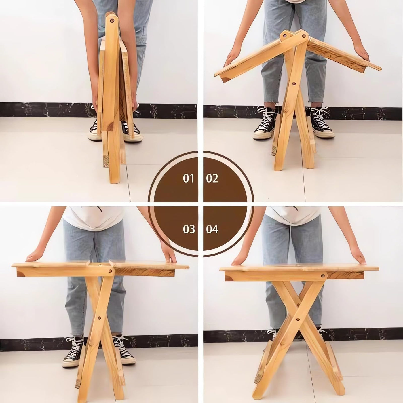 Foldable Solid-Wood Table – 100 × 60 cm
