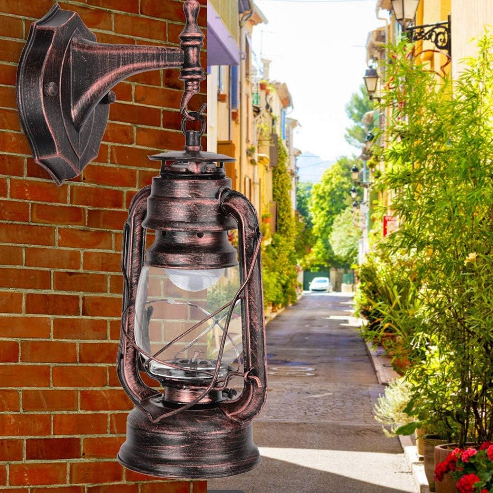 Night Light, 111-240V Retro Style Sconce Light Antique Iron Wall Lamp Fixture for Cafe Bar Hallway (Red Bronze)
