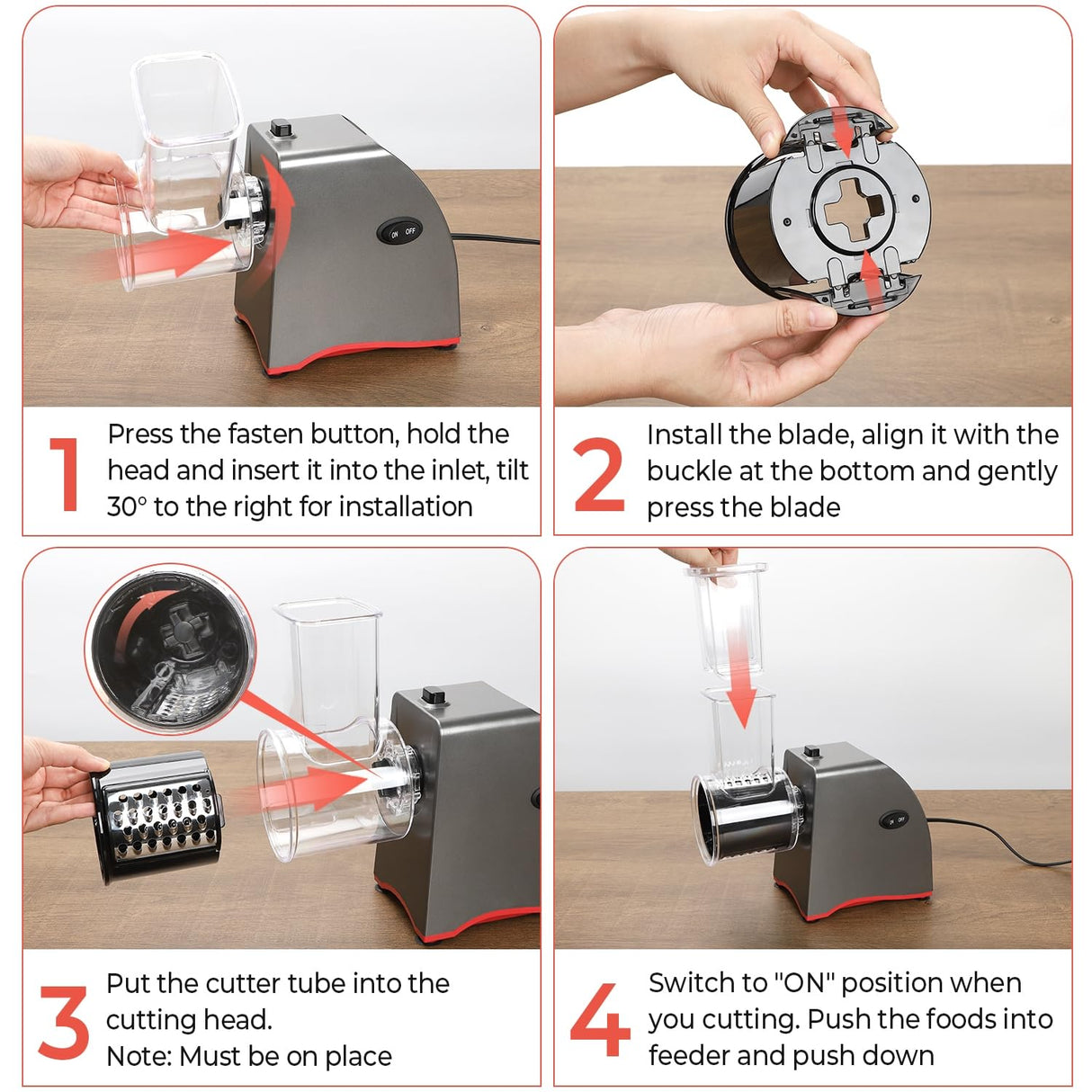 Electric Cheese Grater, 250W Upgraded 5 in 1 Professional Electric Vegetable Slicer, One-Touch Control Rotary Slicer Shredder Salad Maker for Cheeses Fruits Vegetables Nuts with 5 Replaceable Blades