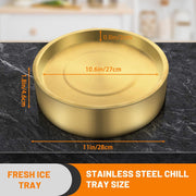 28 cm Gold Stainless-Steel Chilled Serving Tray