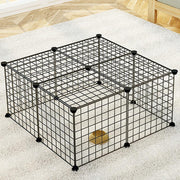 12-Panel Black Wire Small-Animal Playpen – 37 × 37 cm Panels