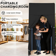 100 × 100 × 200 cm Foldable Black Fitting Room with Curtain & Hooks