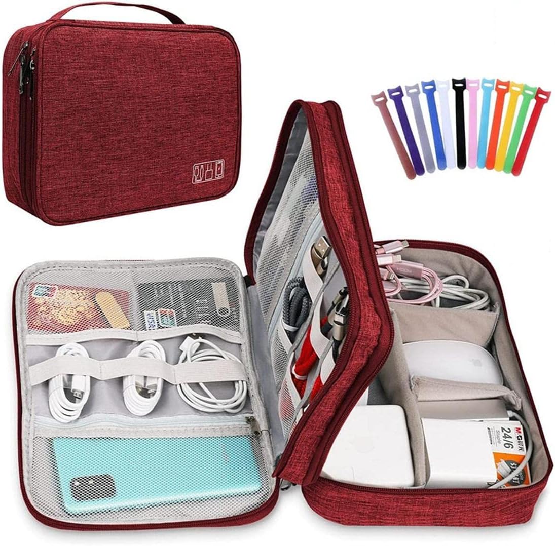 Padded Travel Electronics Organiser with 12 Cable Ties
