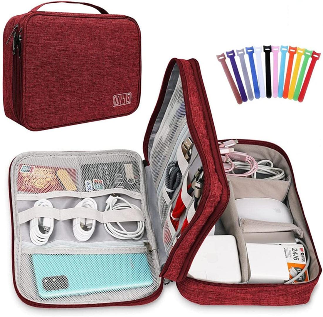 Padded Travel Electronics Organiser with 12 Cable Ties